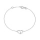 Pulsera de oro blanco 9K con corazón y diamante