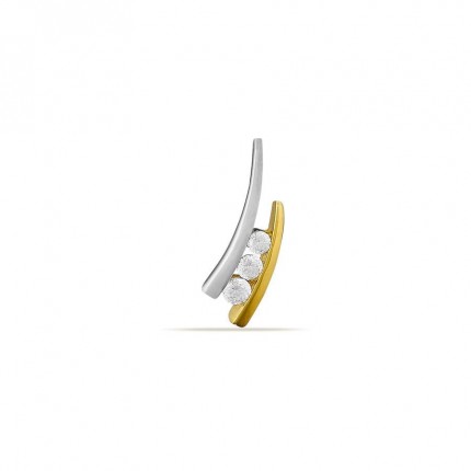Colgante de oro amarillo 9K rodiado barras y 3 circonitas