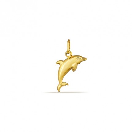 Pendente de golfinho em ouro amarelo 9K com acabamento liso