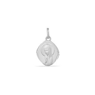 Colgante medalla de oro blanco 9K con imagen de la virgen
