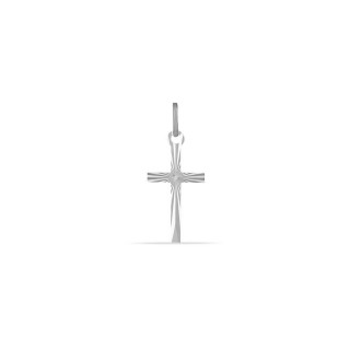 Colgante cruz de oro blanco 9K lapidado