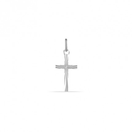 Colgante cruz de oro blanco 9K lapidado