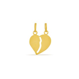 Pendente de coração partido em ouro amarelo 9K cortado ao meio