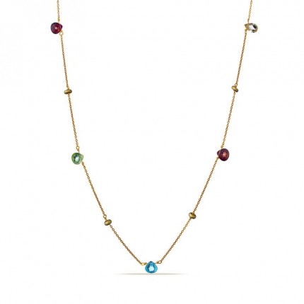 Collar de oro amarillo 9K con piedras de colores