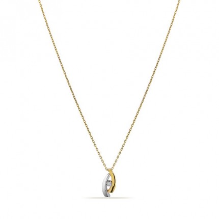 Colar em ouro amarelo 9K rodiado com diamante 0.006 ct 42 cm