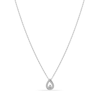 Collar de oro blanco 9K colgante lágrima y diamante 0.01 ct