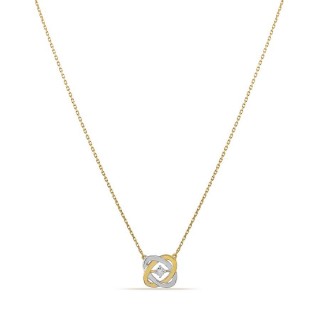 Collar de oro bicolor 9K colgante con diamante de 0.01 ct