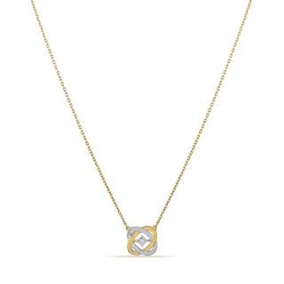 Collar de oro bicolor 9K colgante con diamante de 0.01 ct