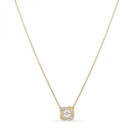 Colar em ouro 9K bicolor pendente de diamante de 0.01 ct