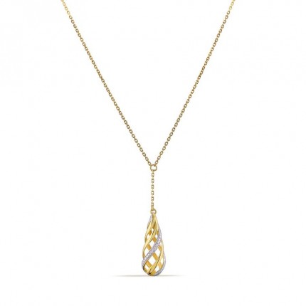 Collar de oro amarillo 9K colgante péndulo con diamantes