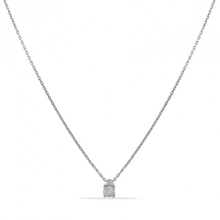Colar em ouro branco 9K com diamante de 0.15 ct