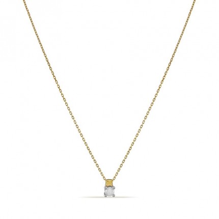 Colar em ouro amarelo 9K com diamante de 0.14 ct 42 cm