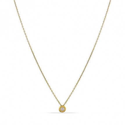 Colar em ouro amarelo 9K com diamante de 0.08 ct 42 cm