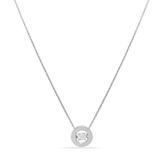 Collar de oro blanco 9K con colgante de circonita en chatón