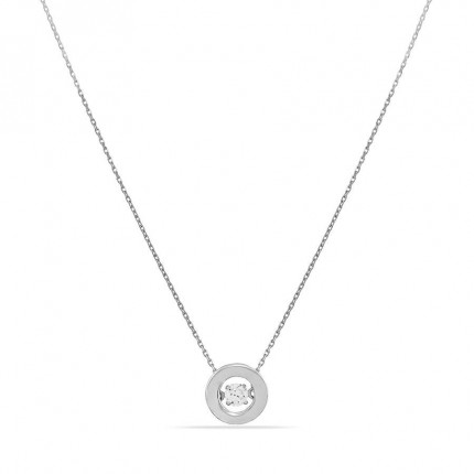 Colar em ouro branco 9K com pendente de zircónia chaton