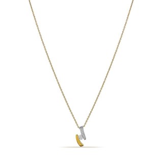 Colar em ouro amarelo 9K rodiado e 2 barras com zircónia de 42 cm