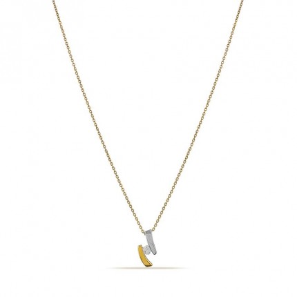Colar em ouro amarelo 9K rodiado e 2 barras com zircónia de 42 cm