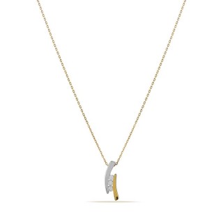 Colar em ouro amarelo 9K  com 2 barras com 3 zircónias