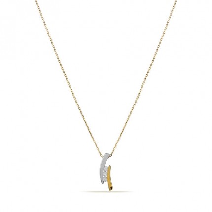 Colar em ouro amarelo 9K  com 2 barras com 3 zircónias