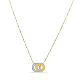Colar em ouro amarelo 9K rodiado com círculos interligados