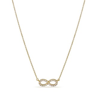 Colar em ouro amarelo 9K de 42 cm, com pendente infinito com zircónias