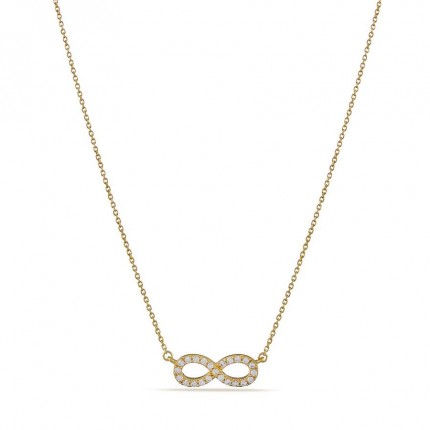 Collar de oro amarillo 9K de 42 cm, colgante infinito con circonitas