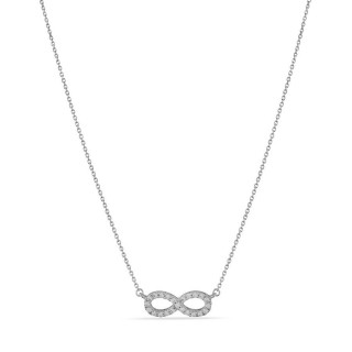 Colar em ouro branco 9K de 42 cm com pendente infinito com zircónias