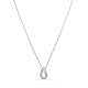 Collar de oro blanco 9K de 42 cm, colgante gota con circonitas
