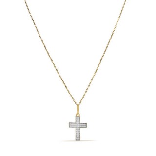 Collar de oro amarillo 9K colgante cruz con circonitas