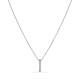 Colar em ouro branco 9K com pendente de barra com zircónias