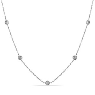 Colar em ouro branco 9K decorado com chatons