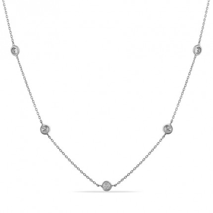 Collar de oro blanco 9K decorado con chatones