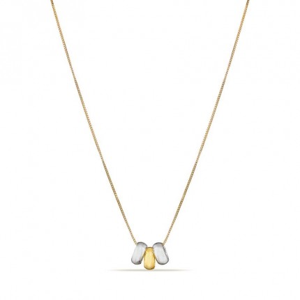 Collar de oro 9K de 42 cm con 3 círculos bicolores