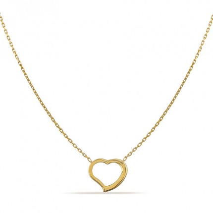 Collar de oro amarillo 9K colgante corazón de 42 cm