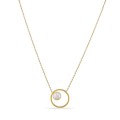 Collar de oro amarillo 9K colgante círculo con perla