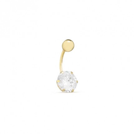 Piercing para umbigo em ouro amarelo 9K com zircónia