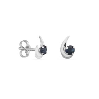 Pendientes de oro blanco 9K zafiro diseño J