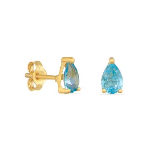 Pendientes de oro amarillo 9K con topacio azul