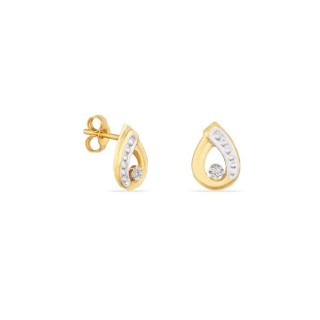 Brincos em ouro amarelo 9K com design de gota e diamante