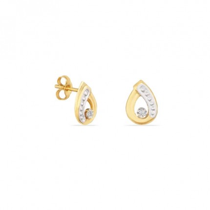 Pendientes de oro amarillo 9K diseño gota con diamante