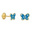 Pendientes de oro amarillo 9K mariposas azules esmaltadas