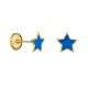 Brincos em ouro amarelo 9K estrela azul esmaltada