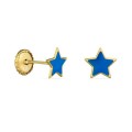 Pendientes de oro amarillo 9K estrella azul esmaltada