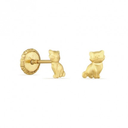 Brincos em ouro amarelo 9K com design de gatinho