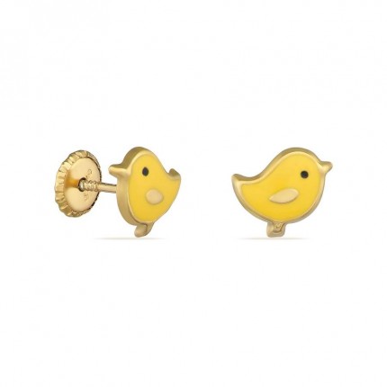 Brincos em ouro amarelo 9K desenho de pintainhos