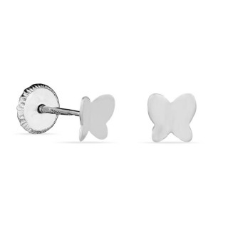 Pendientes de oro blanco de 18K mariposas 2 tonos