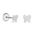 Pendientes de oro blanco de 18K mariposas 2 tonos