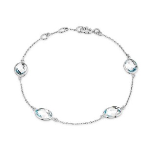 Pulsera de oro blanco 9K con 4 topacios tratados