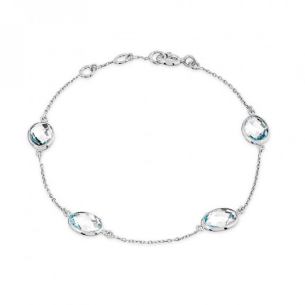 Pulsera de oro blanco 9K con 4 topacios tratados