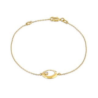 Pulseira em ouro amarelo 9K círculo central com diamante